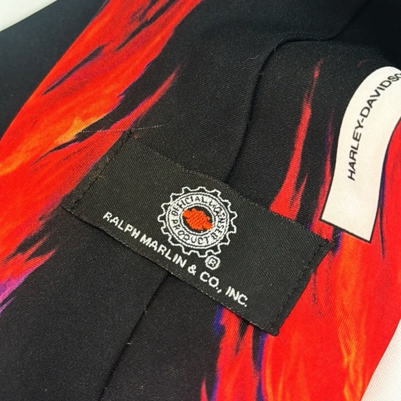 HARLEY DAVIDSON Graphic USA Hawk Tie Y2K Ralph Marlin 3 3/4” Wide - Picture 4 of 5